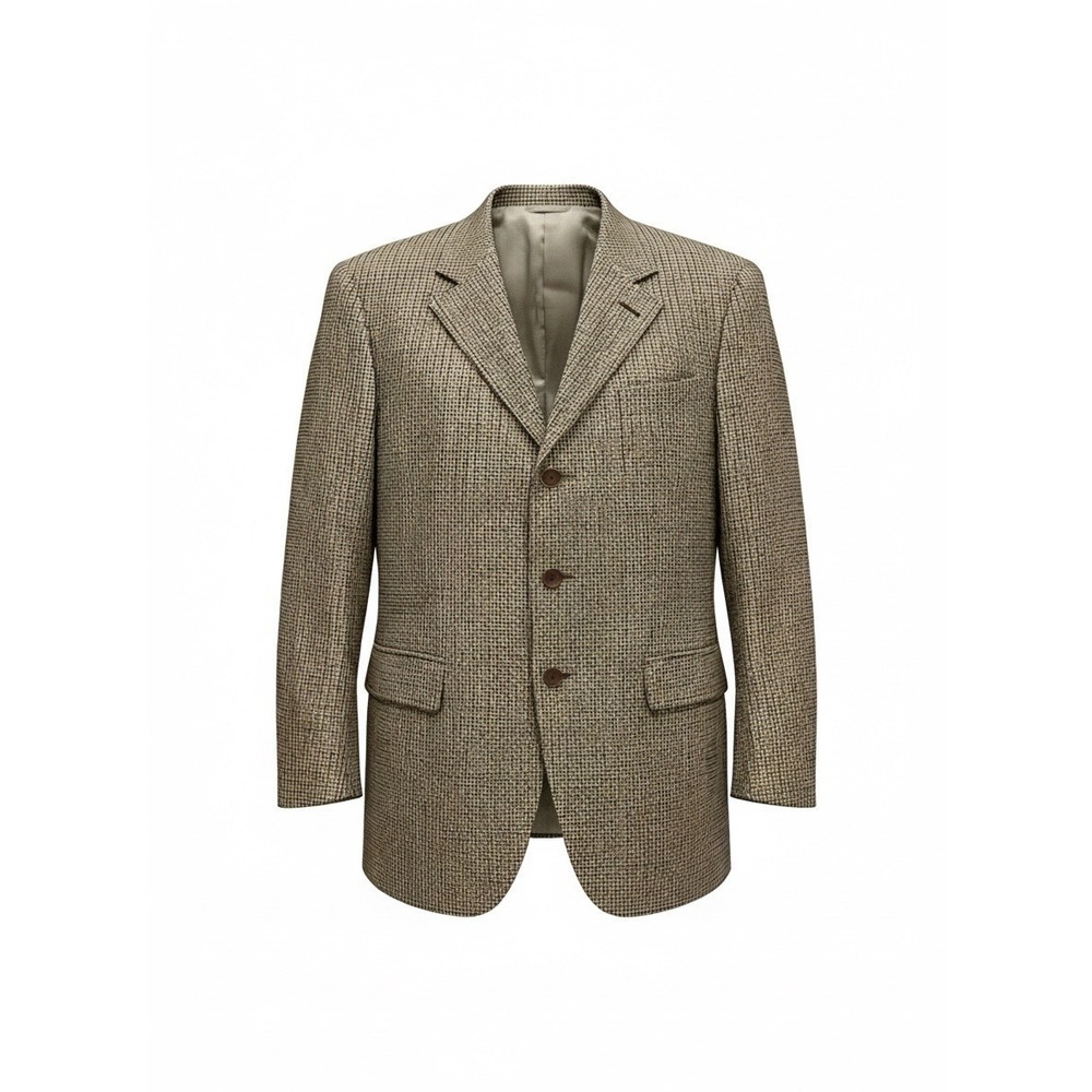 Vtg Men's Raffaele Caruso Wool Cashmere‎ Houndstooth Blazer Italy Sz 52 US 42
